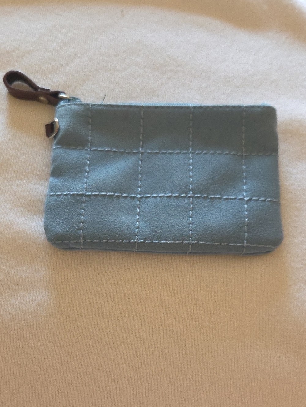 Quilted Suede Light Blue Wristlet Card Holder/Change Purse